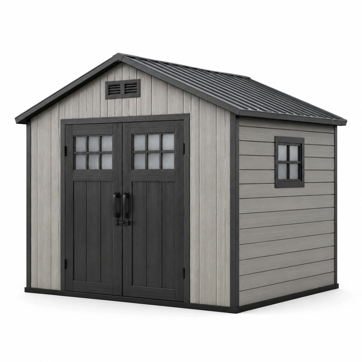 Abri de jardin en plastique gris clair et anthracite 213x218x226 cm