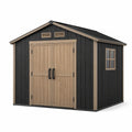 Abri de jardin en résine avec double porte en noir et beige