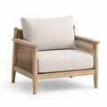 Fauteuil en bois d'acacia et corde avec coussins en polyester beige