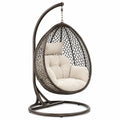 Chaise suspendue en métal et résine tressée avec coussin en polyester beige