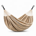 Hamac en Coton Tissé Motif Géométrique Crème/Noir 210x150 cm