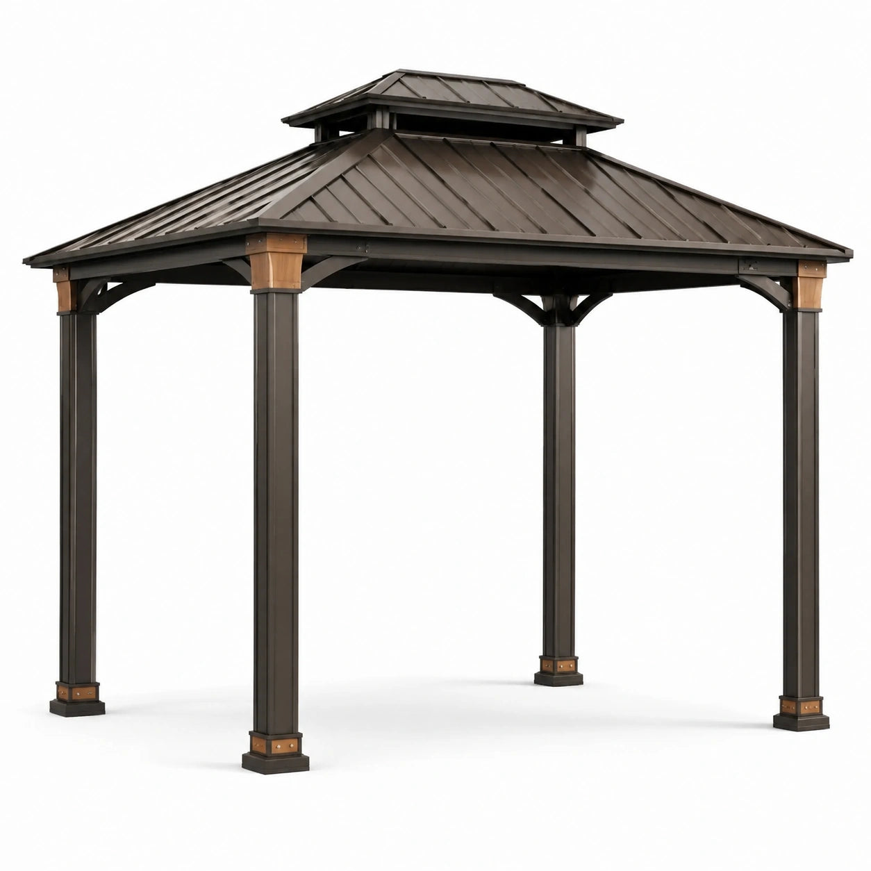Pavillon en aluminium avec toit en acier marron 300x300cm