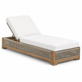 Chaise longue en bois avec coussins en polyester blanc