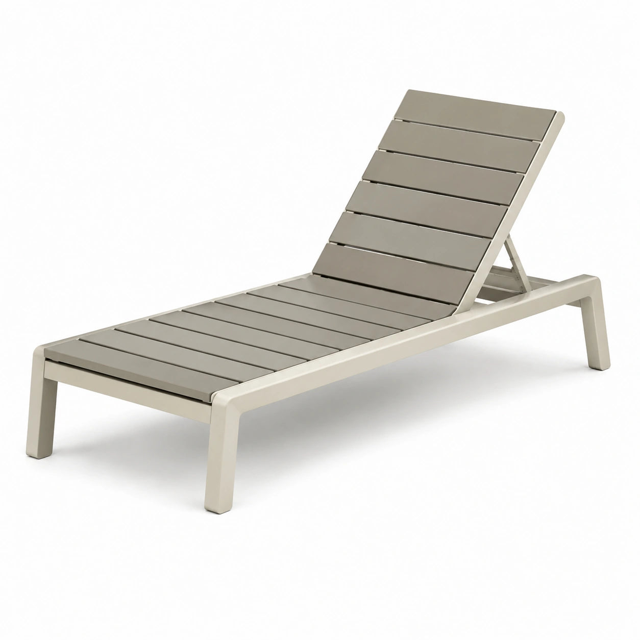 Chaise longue de jardin en aluminium beige