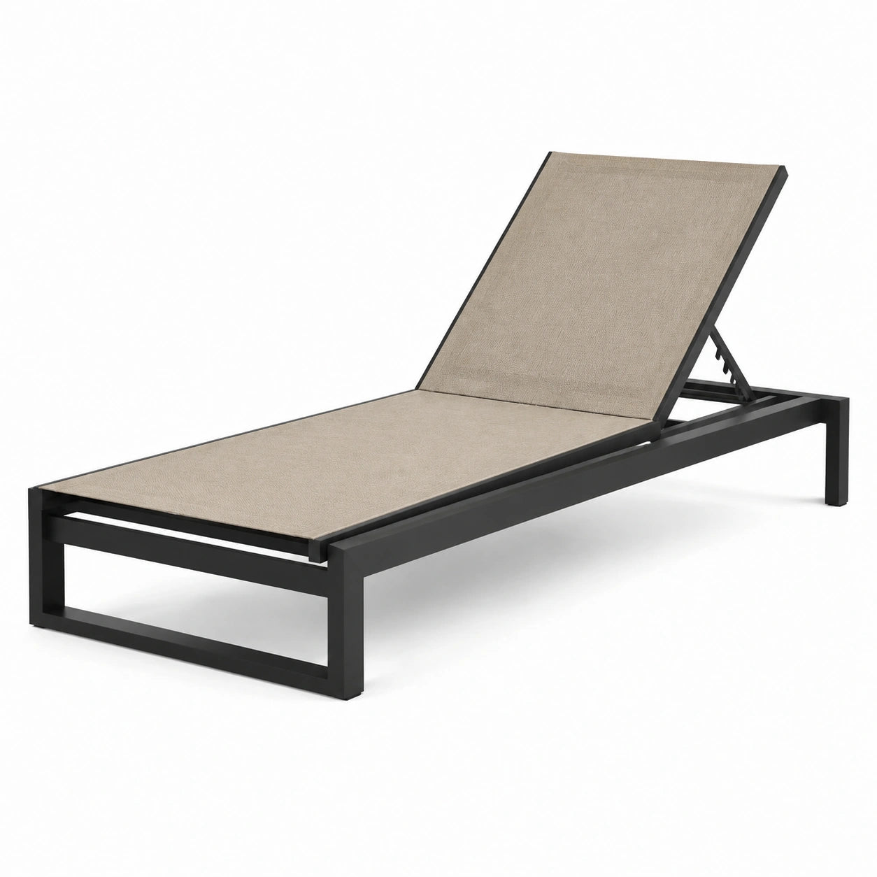 Chaise Longue en Aluminium et Textilène Réglable Beige/Noir