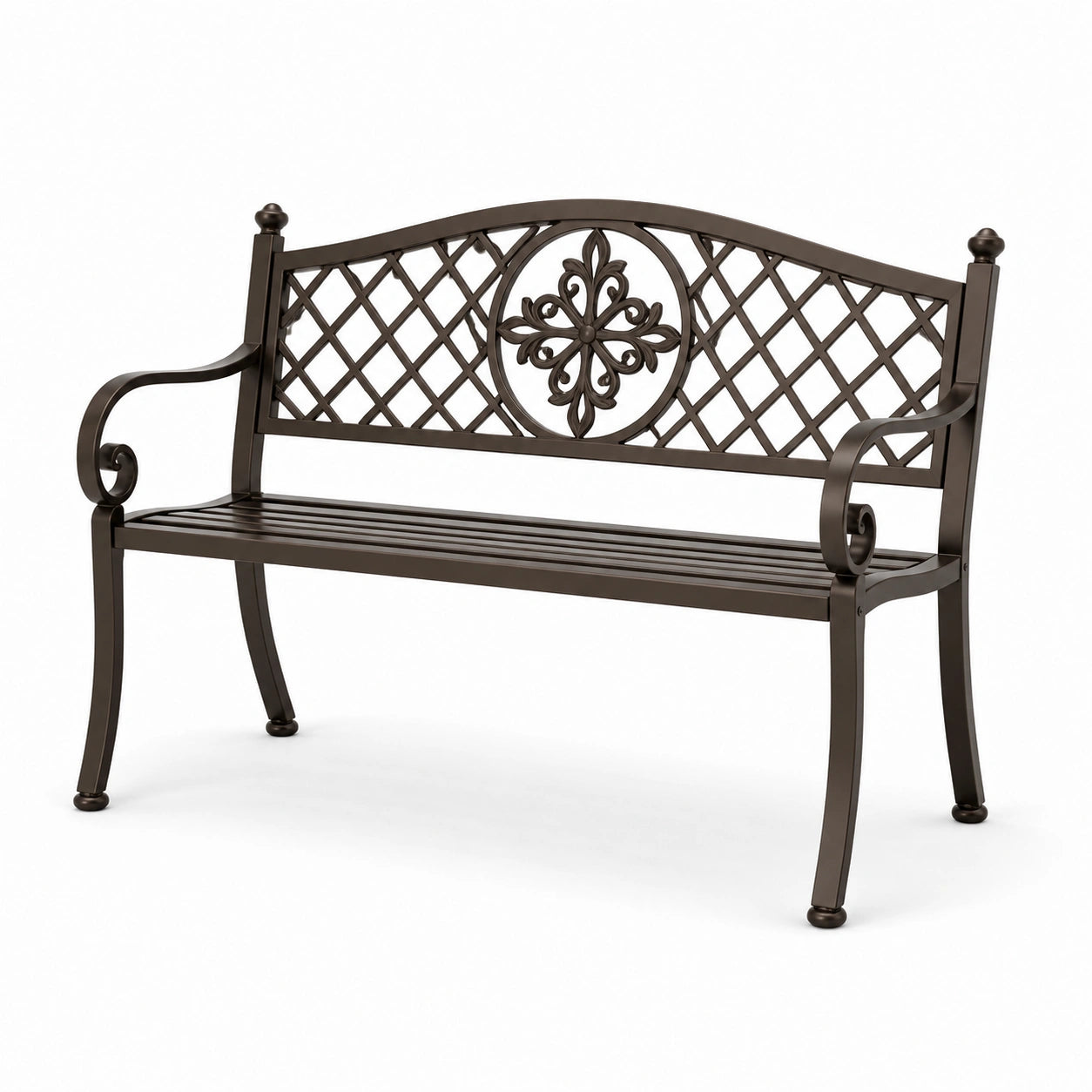 Banc de jardin en métal brun 120 cm
