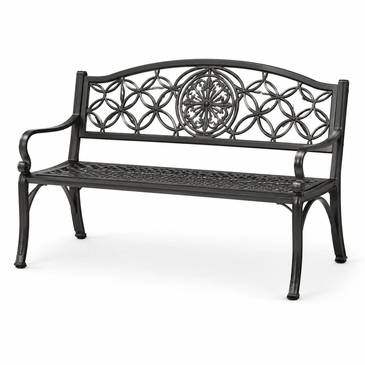 Banc de jardin en métal noir 132 cm