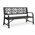 Banc en métal noir avec motifs géométriques 127 cm