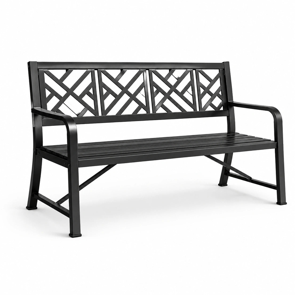 Banc en métal noir avec motifs géométriques 127 cm