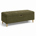 Banc de rangement en velours vert avec pieds en métal doré 140 cm