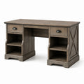 Bureau en bois avec tiroirs et étagères 140x60x75 cm marron