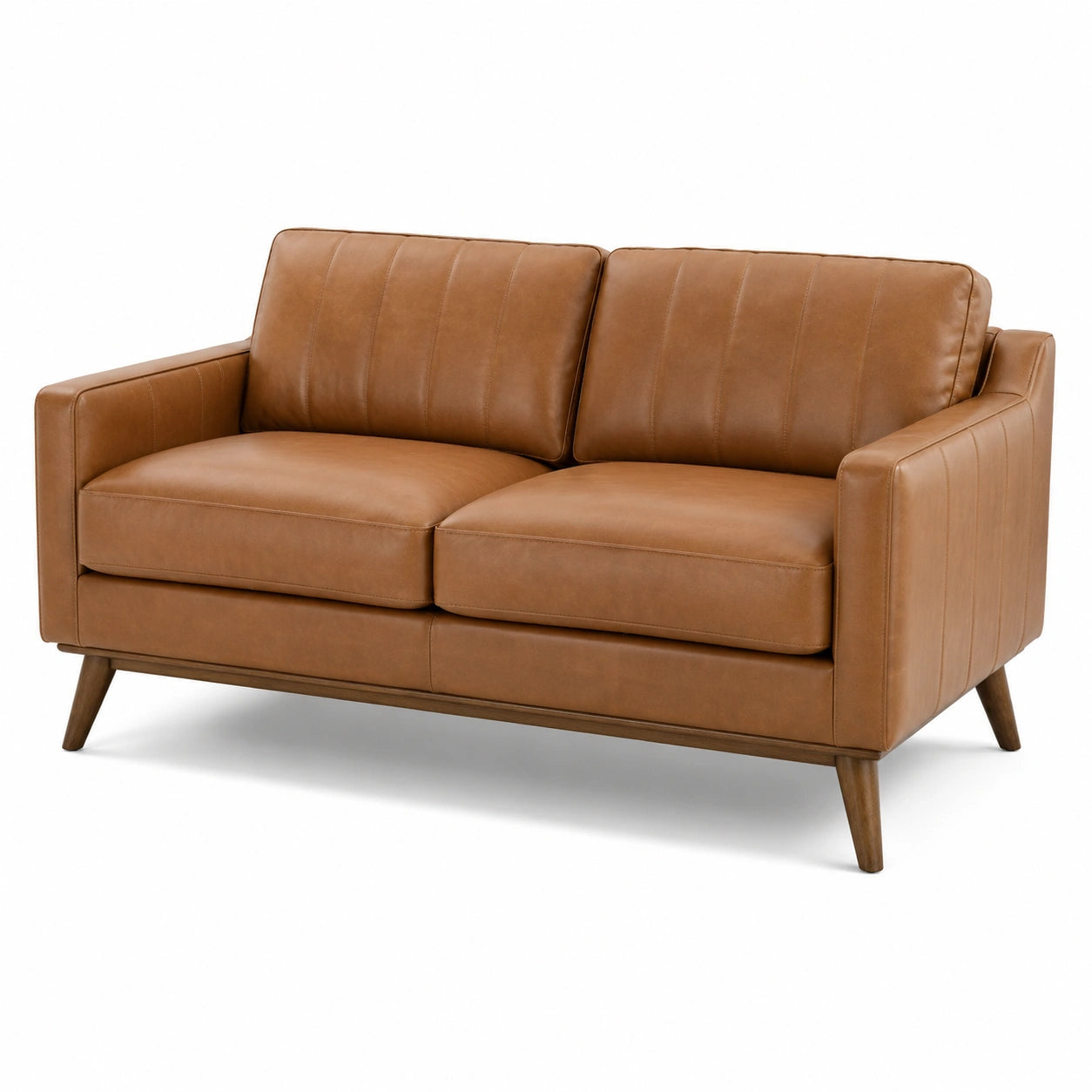 Canapé en cuir synthétique marron, 150 cm