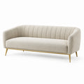 Canapé 3 places en tissu polyester beige avec pieds en métal doré