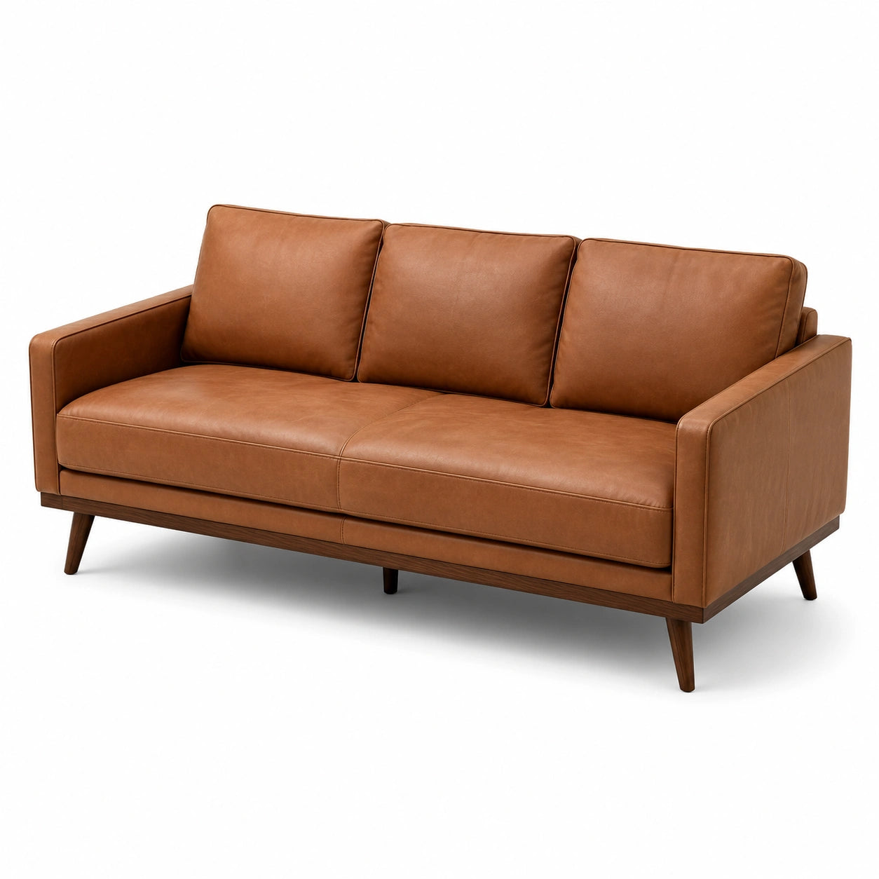 Canapé trois places en cuir synthétique marron