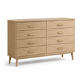 Commode en bois de chêne clair avec 8 tiroirs