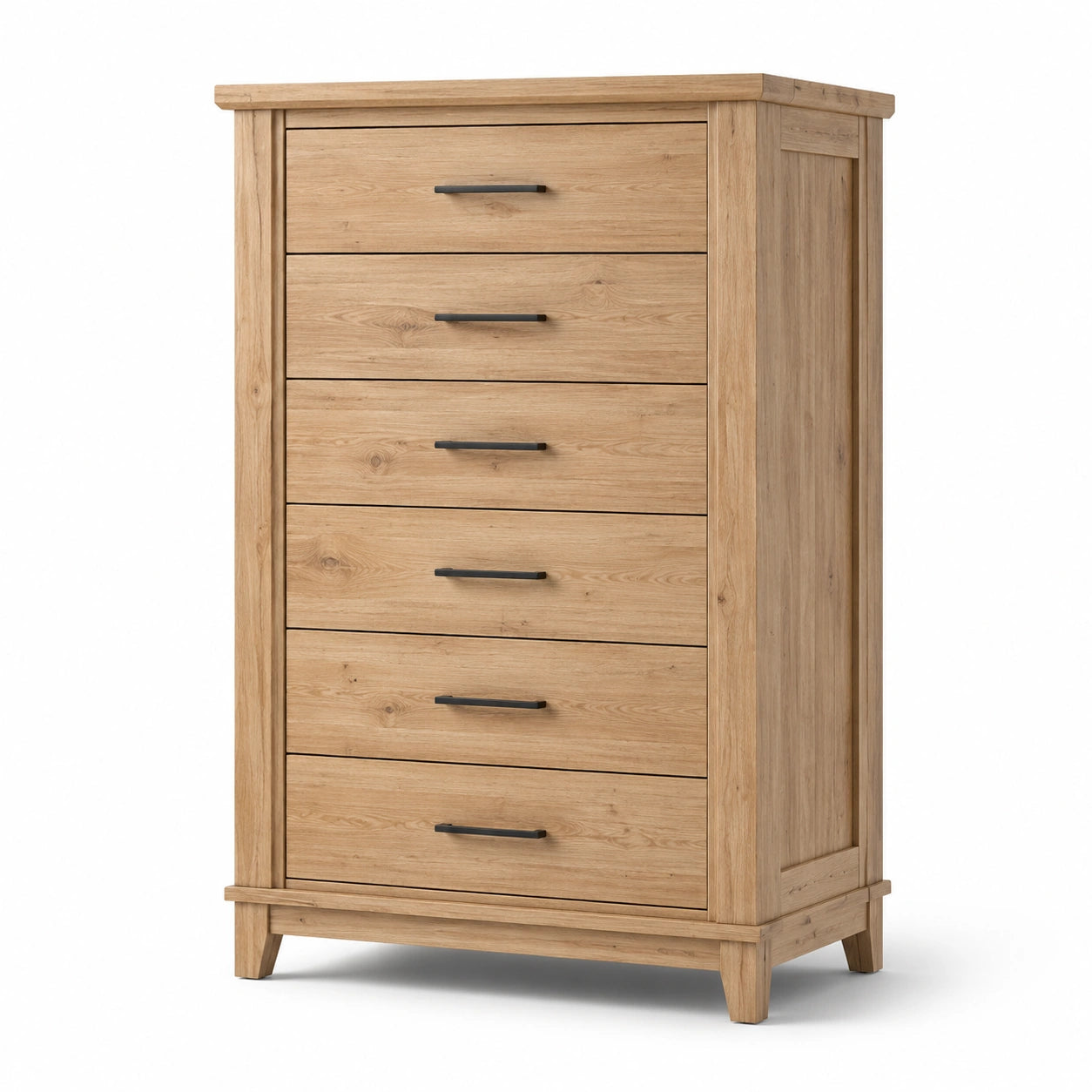 Commode en bois avec 6 tiroirs couleur chêne naturel