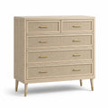 Commode en bois avec tiroirs en rotin beige